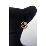 Altın Kaplama Gold Neon Mineli Turkuaz Kare Zirkon Taşlı Minimalist Küpe
