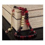 Altın Kaplama Gümüş Kazaz Püskül ve İsim yazılı Ateş Kehribar Tesbih