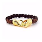 ALTIN KAPLAMA OUROBOROS YILAN DERİ ERKEK BİLEKLİK M005A