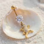Altın Kaplama Zirkon Taşlı Kerkentele Piercing