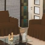 Altın Kelebek Bürümcük Maxi 3+3 Kahve Çekyat Koltuk Örtüsü