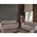Altın Kelebek Jakarlı Streç Kaplama Maxi Çekyat Koltuk Örtüsü (3+3)-Taş - 180 x 230 cm