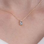 Altın Kolye - Baget Tasarım London Blue Topaz Taşlı Şık Tarz 14 Ayar Altın Kolye