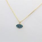 Altın Kolye - Oval Firuze Taşlı Minimal Tasarım Sade 14 Ayar Altın Kolye-Hediye Altın Kolye
