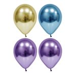 Altın-mavi-mor Krom Balon 10 Adet