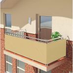 Altın Pamuk Balkon Demiri Perdesi Korkuluk Perdesi Düz Krem Her Ölçüde Boy x En Metal Halkalı - 100 x 110 cm