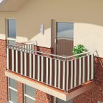 Altın Pamuk Balkon Demiri Perdesi Korkuluk Perdesi Kahve Beyaz Her Ölçüde Boy x En Metal Halkalı - 60 x 220 cm - Kahve-Beyaz