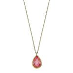 Altın Pink Topaz 1.2 cm Taşlı Kolye