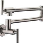 Altın Pirinç Tencere Dolum Musluğu Mutfak Musluğu Tek Soğuk Tek Delikli Musluk Döndürülebilir Katlanır Musluk Krom Lavabo Musluğu Duvara Monte(Brushed Nickel B)