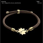 Altın Plakalı 14 Ayar Özel Yaprak Figürlü, Kahverengli Örgülü Det Ayıyla Astroloji Burçlar Bilekliği, Astroloji Tutkunlarına, Gençlere ve Ergenlere Özel Bir Hediye! - Aralık
