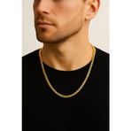 Altın Renk Cuban İnce Paslanmaz Çelik Unisex Erkek Zincir Kolye 55 Cm. Çelik Kolye - 3336