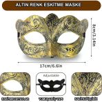 Altın Renk Eskitme Maskeli Balo Maskesi – Venedik Tarzı Parti Maskesi (5433)