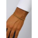Altın Renk Iç Içe Geçmeli Arnavut Asansör Unisex Erkek Çelik Bileklik - 3380
