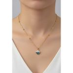 Altın Renk Van Cleef Yonca Taşlı Altı Sedef Model Top Zincir Çelik Kolye- 3705