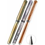 Altın Sarı Gümüş Gri Ve Bakır Yaldız İmza Kalemi 3 Adet Uniball Signo 1.0 Mm Roller Pilot Kalem Um-153 Davetiye Kalemi