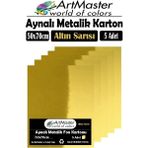 Altın Sarı Renkli 50X70 Metalik Aynalı Fon Kartonu 5 Adet 1 Paket Artmaster Metalik Aynalı Fon Kartonu - Altın Sarısı - Standart
