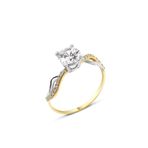 Altın Sepeti Sarı Beyaz Yanları Taşlı Renkli Yüzük