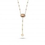 Altın Vav Kolye 14k Rose Dorika Zincirli