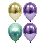Altın-yeşil-mor Krom Balon 10 Adet