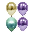 Altın-yeşil-mor Krom Balon 30 Adet