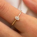 Altın Yüzük - 0.50 Ct Tektaş Altın Evlilik Teklifi Yüzüğü - Oval Tek Taş Evlilik Teklifi Altın Yüzük