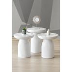 ALTINAKS MOBİLYA Diamond 3'lü Sehpa, Yan Sehpa, Zigon Sehpa - Beyaz & Beyaz Mermer Desenli Tabla