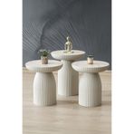 ALTINAKS MOBİLYA Diamond 3'lü Sehpa,Yan Sehpa,Zigon Sehpa - Kumtaşı (Açık Bej) & Traverten Desenli Tabla