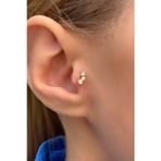 Altınaşkı Üç Taşlı Tragus Altın Küpe