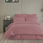 Altınbaşak Gofreli Fitilli Saten Çift Kişilik Nevresim Takımı Emboss Anew - Pembe - 200 x 220 cm