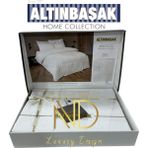 Altınbaşak Jakarlı Saten Çift Kişilik Nevresim Takımı Perle Arcane