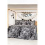 Altınbaşak Kora Gris Çift Kişilik Pamuk Pandora Nevresim Takımı - 200 x 220 cm - Beyaz