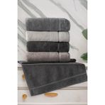 Altınbaşak Mimosa Asorti Pamuk Kadife Banyo Havlusu - Antrasit - Gri - 70 x 140 cm