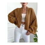 ALTINER TRİKO KADIN CAMEL RENK OVERSİZE TRİKO HIRKA