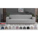 Altınkoza Maksi Stil Strech Koltuk Örtüsü (3+3+1+1) - Likralı - Lastikli - Oturma Grubu - 235 x 300 cm - Beyaz - Koyu Gri