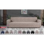 Altınkoza Maksi Stil Strech Koltuk Örtüsü (3+3+1+1) - Likralı - Lastikli - Oturma Grubu - 235 x 300 cm - Krem