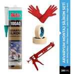 Altınmakas Akfix 100AQ Şeffaf Akvaryum Silikon Uygulama Seti 4 Parça - %100 Saf Silikon Balık Dostu