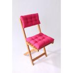 Altınpamuk Bistro Ahşap Mutfak Bahçe Sandalye Minderi Seti 2 Parça Sırtlıklı - Fuşya - 38 x 42 cm
