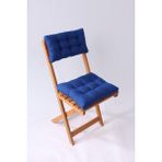 Altınpamuk Bistro Ahşap Mutfak Bahçe Sandalye Minderi Seti 2 Parça Sırtlıklı - Lacivert - 38 x 42 cm