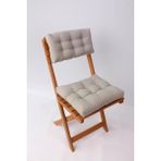 Altınpamuk Lüx Bistro Ahşap Mutfak Bahçe Sandalye Minderi Seti 2 Parça Sırtlıklı - Gri - 38 x 42 cm