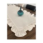 ALTINPAMUK Naturel Fırfırlı 40x80 Runner Örtü Ham Keten Vintage Bej