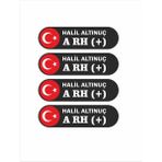 Altınuç Art Design 10 Adet Kişiye Özel Kan Grubu Folyo Sticker Kask Motor Bisiklet Oto Isim Kan Grubu - 10 x 3 - Çok Renkli