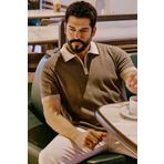 ALTINYILDIZ CLASSICS %100 Pamuk Standart Fit Normal Kesim Polo Yaka Triko Haki Triko Tişört