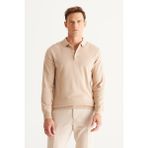 ALTINYILDIZ CLASSICS Altınyıldız Classics Polo Yaka Standart Bej Melanj Erkek Kazak 4A4924100059 - 3XL