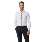 ALTINYILDIZ CLASSICS Damatlık Ata Yaka Tailored Slim Fit Gömlek, Renk Beyaz-Lacivert, Beden M