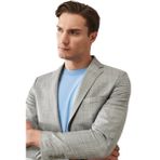 ALTINYILDIZ CLASSICS Ekstra Slim Fit Dar Kesim Mono Yaka Kareli Klasik Takım Elbise, Renk Gri-Mavi, Beden 46-6 Drop