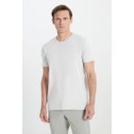 Altınyıldız Classics Erkek Açık Gri 360 Derece Her Yöne Esneyen Slim Fit Bisiklet Yaka Tişört - XL