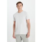 ALTINYILDIZ CLASSICS Erkek Açık Gri 360 Derece Her Yöne Esneyen Slim Fit Bisiklet Yaka Tişört