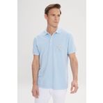 ALTINYILDIZ CLASSICS Erkek Açık İndigo Slim Fit Dar Kesim %100 Pamuk Baskılı Polo Yaka Tişört