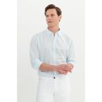 Altınyıldız Classics Erkek Açık Mavi Comfort Fit Rahat Kesim Gizli Düğme Yaka %100 Pamuk Flamlı Gömlek - XL