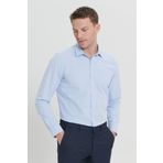 Altınyıldız Classics Erkek Açık Mavi Slim Fit Dar Kesim Klasik Yaka Pamuklu Armürlü Gömlek